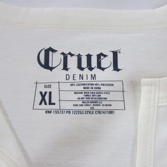 Cruel Women's XL Short Sleeve Notch Neck Bronc Rider Graphic Boxy T-Shirt Cream - Picture 2 of 4